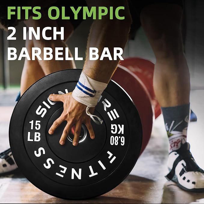 Olympic Bumper Plates Set, 2" Weight Plates for Strength Training & Weightlifting, Paris or Set or Set with Barbell, Multiple Options