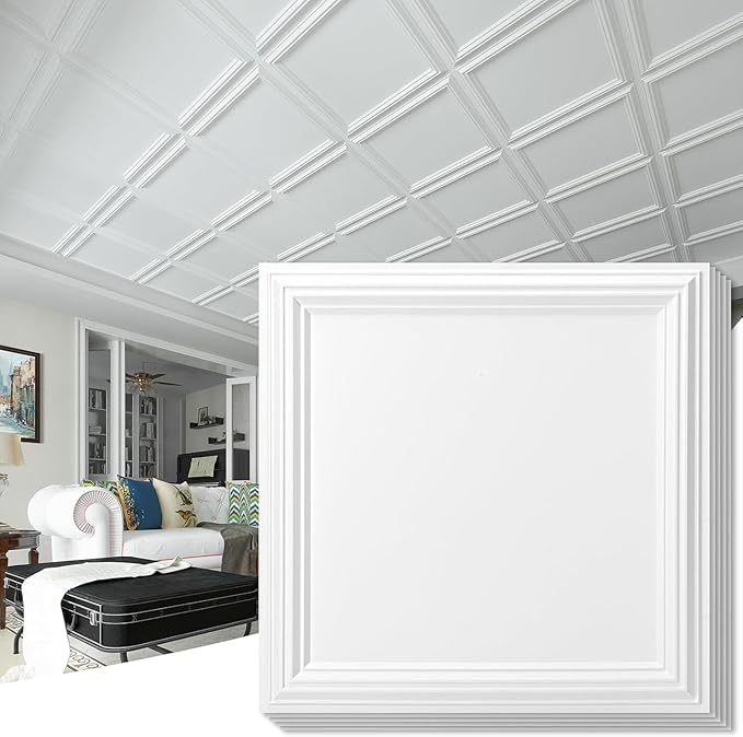 Art3d 12-Pack Drop Relief Ceiling Tiles