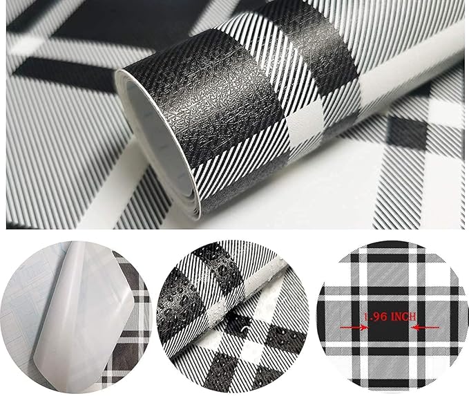 Guvana 17.7"x197" Black and White Peel and Stick Wallpaper Trellis Removable