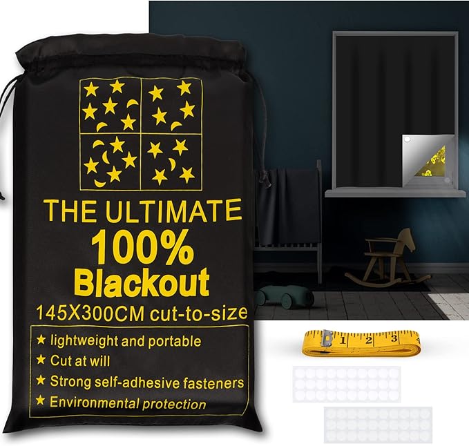 RUseeN Portable Blackout Shades Travel Window Blackout Curtains, 100% Blackout