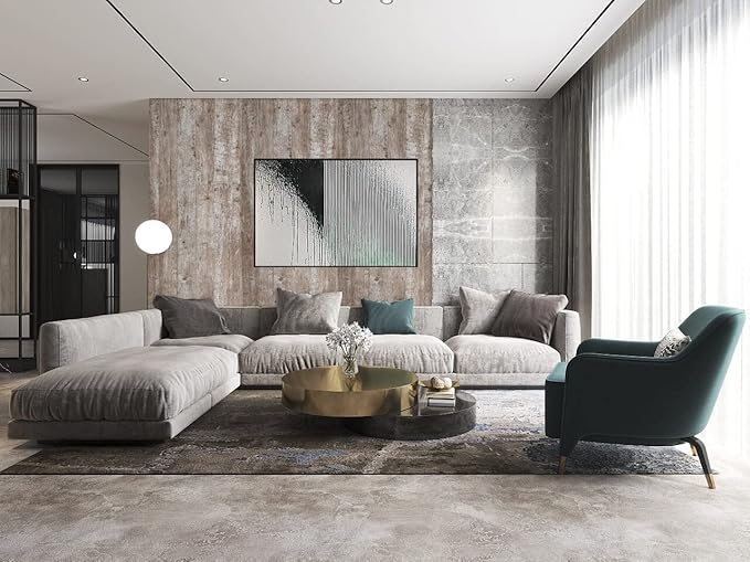 Dimoon Wallpaper 118" x17.7''Wood Wallpaper Brown Thicken Grey Dark Wood