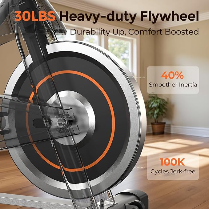 YOSUDA Exercise Bike, Brake Pad Stationary Bike for Home with Exclusive App, Magnetic Indoor Cycling Bike with 300 lb Weight Capacity, Low Noise, Tablet Holder and Fitness Courses for Weight Loss