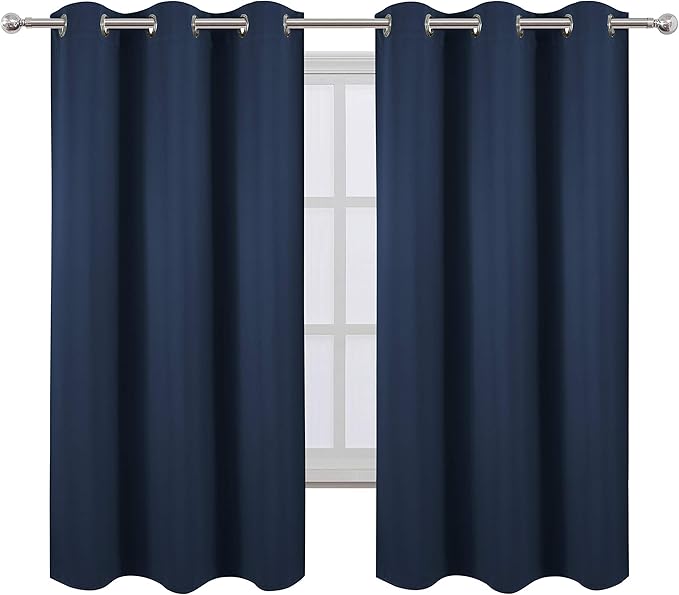 LEMOMO Navy Blue Blackout Curtains 42 x 63 Inch Length/Set of 2 Curtain