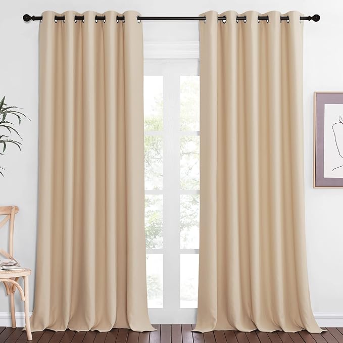 NICETOWN Blackout Sliding Glass Door Curtain 110 inch Length, Grommet Thermal