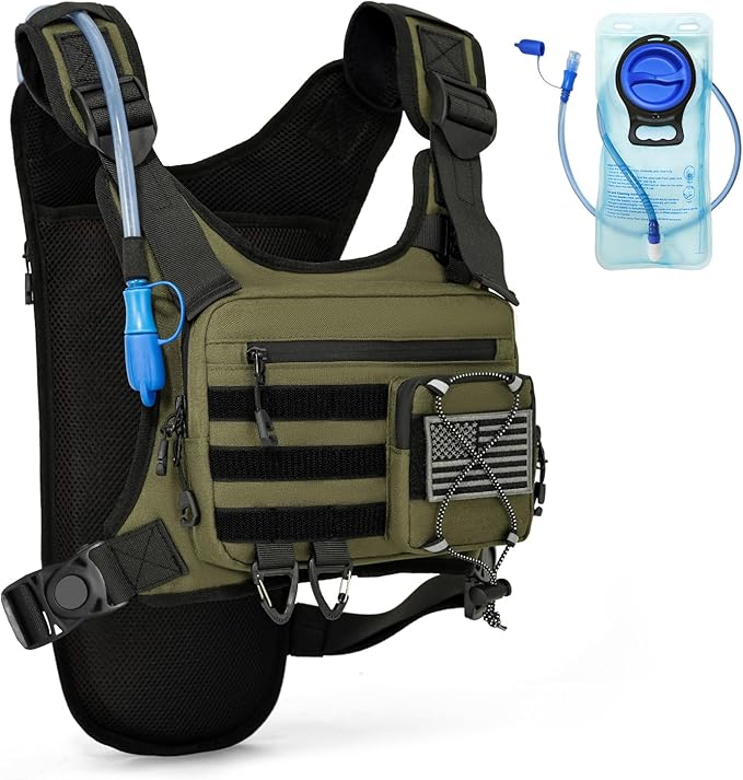 Hydration Vest with 2L Water Bladder for Men and Women,Lightweight Adjustable Hydration Backpack,Reflective Running Hydration Chest Bag for Hiking Climbing Cycling