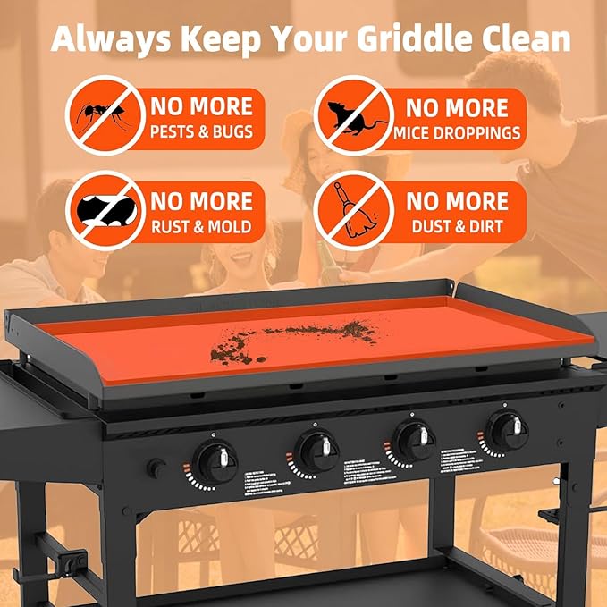Silicone Blackstone Griddle Cover 36，Heavy Duty Food Grade Silicone Mat, Silicone Griddle Cover， All Season Griddle Top Protective for Grill Accessories