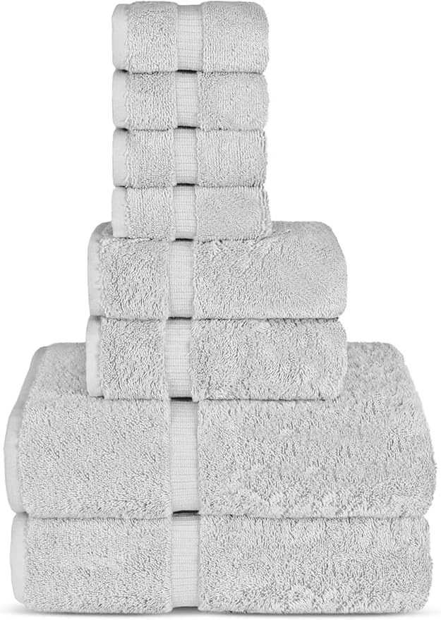 Chakir Turkish Linens | Hotel & Spa Quality 100% Cotton Premium Turkish Towels | Soft & Absorbent (8-Piece Towel Sets, Silver Gray)
