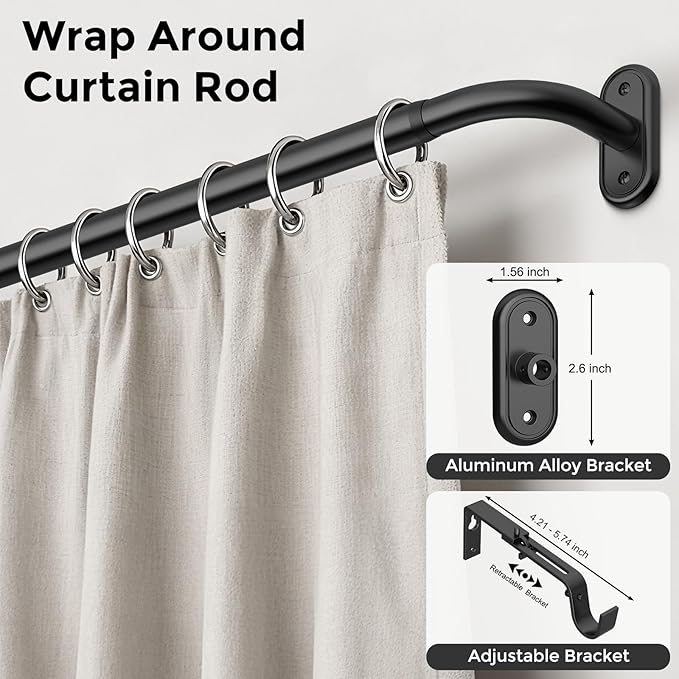Curtain Rods 32-46 Inch, 1 Inch Adjustable Heavy Duty Room Darkening Window