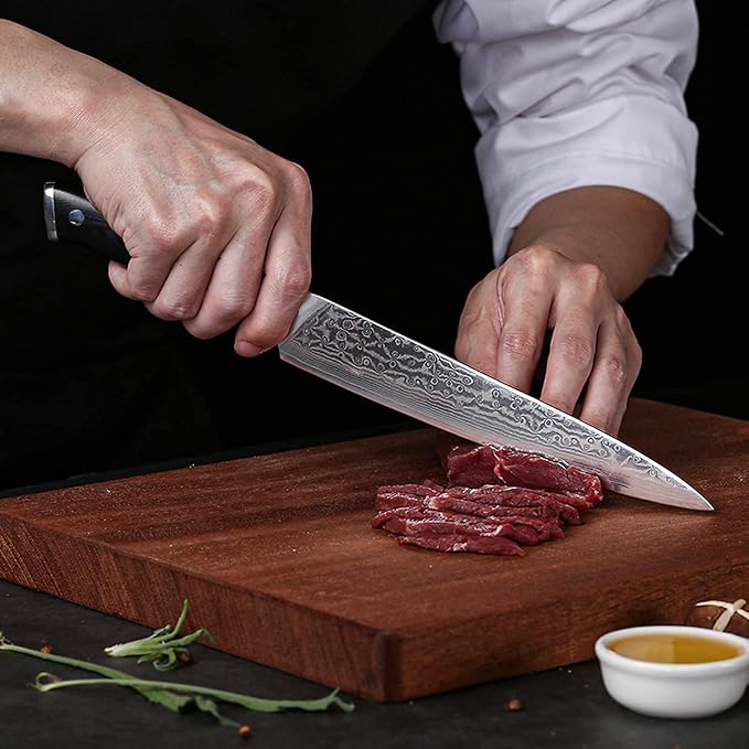 Professional Sashimi Knives 8 Inch - Slicing Knife Classic Damascus Japanese VG-10 Steel Kitchen Chef Knife