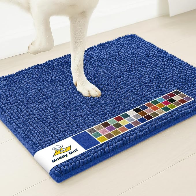 Muddy Mat® | Super Water Absorbent Door Mat Indoor, Microfiber Quick Dry Chenille Entryway Rug, Slip Resistant Front Door Mat, Indoor Mats for Entryway, Machine Washable Pet Rug, Royal Blue 2ft x 4ft