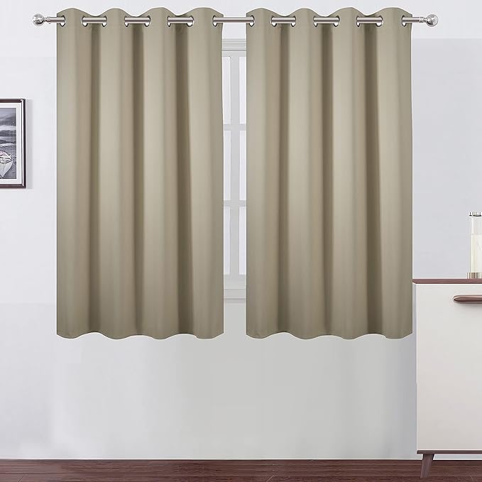LEMOMO Beige Thermal Blackout Curtains/52 x 54 Inch/Set of 2 Panels Room