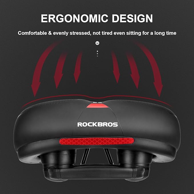 ROCKBROS Bike Seat Cushion for Men Women with Handle & Dual Shock Absorbing Ball Memory Foam - 3 Zone Concept Bike Saddle, Soft Wide Waterproof Mountain Bicycle Accessories