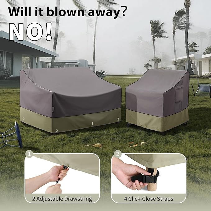 KylinLucky Outdoor Patio Sofa Cover fit 76 x 40 x 33 inch, 75 x 39, 74 x 38 Waterproof Weatherproof Heavy Duty 600D Garden Furniture Cover for Outside Sofa Couch