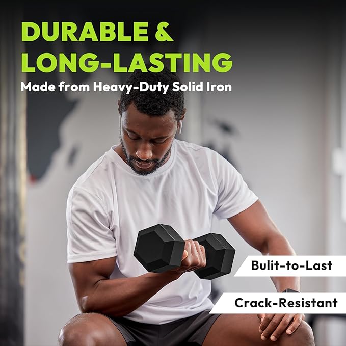 Hex Dumbbell Set, 30-480 lb Set Rubber Encased Exercise & Fitness Dumbbells, Weights Dumbbells Set, Hand Weight for Strength Training