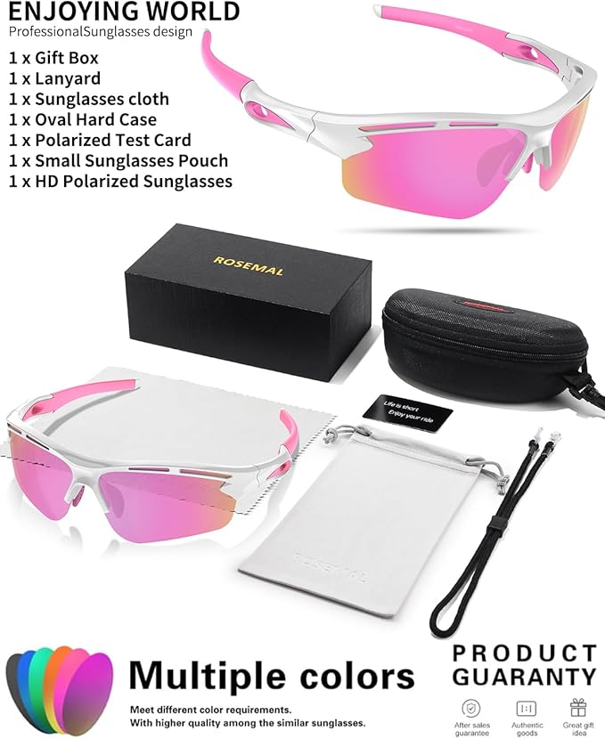 Polarized Sports Sunglasses for Men Women,UV400 Protection Sunglass for Running Cycling Fishing Hiking TR90