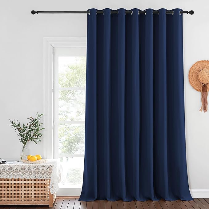 NICETOWN Blackout Navy Blue Curtain 102 inches Long, Grommet Thermal Insulated