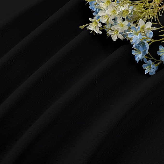 CUCRAF Black Blackout Curtains 45 inch Length 2 Panels Set, Rod Pocket Room
