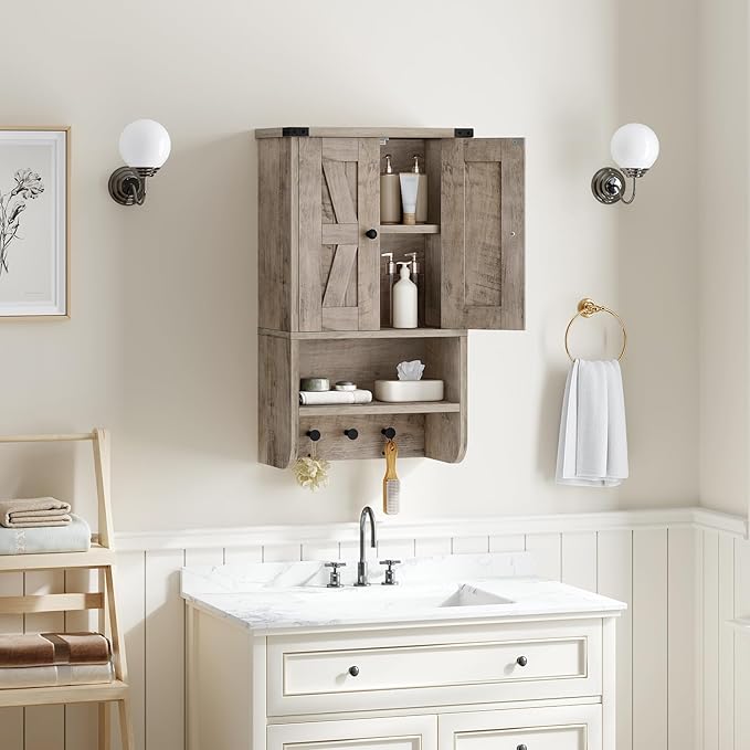 MAHANCRIS Bathroom Wall Cabinet, Farmhouse Medicine Cabinet