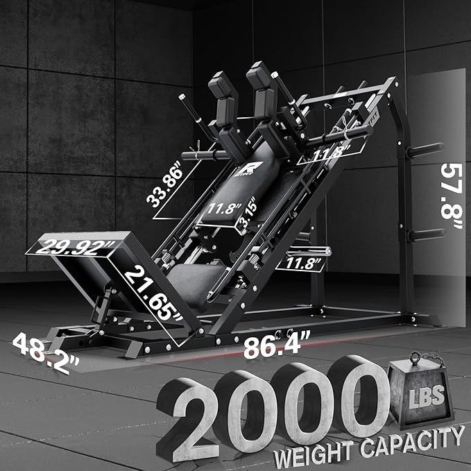 RitFit Gazelle Pro 3 in 1 Leg Press and Hack Squat Machine - High-Tensile Steel Leg Press Machine, 2000 lbs Capacity, Adjustable Angles, Hack Squat Machine with Weight Storage