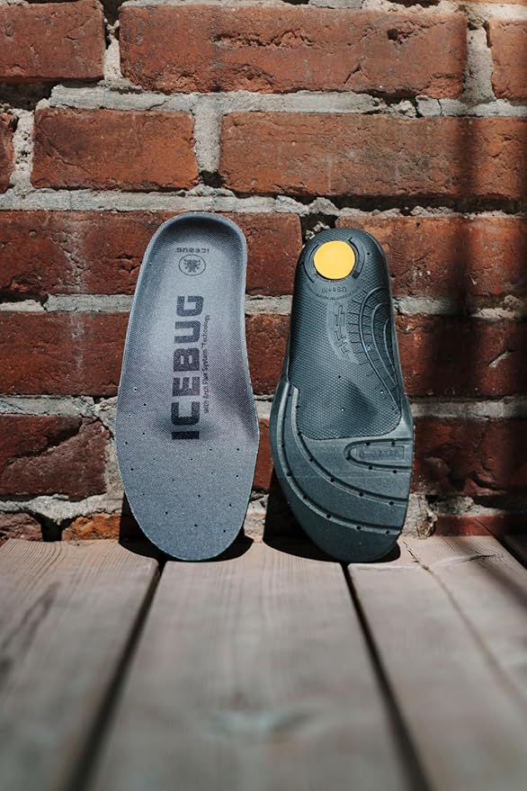Icebug Comfort Insoles with Dynamic Arch Support, Charcoal Medium Arch, M 4/W 5.5-6