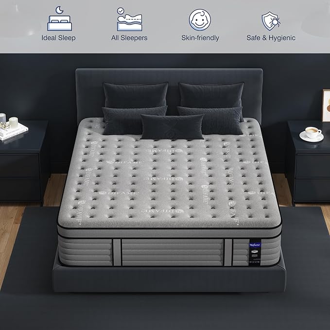 DIFAME Full Size Mattress, 12 Inch Firm Hybrid Full Mattress in a Box with Gel Memory Foam, Pressure & Back Pain Relief, Individually Pocket Spring, Edge Support, 100-Night Trial, CertiPUR-US