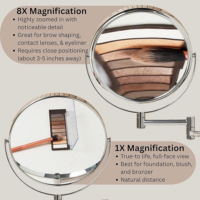 JERDON Wall-Mounted Magnifying Mirror