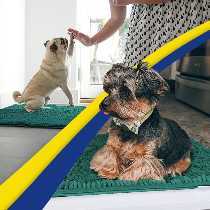 Muddy Mat® | Super Water Absorbent Door Mat Indoor, Microfiber Quick Dry Chenille Entryway Rug, Slip Resistant Front Door Mat, Indoor Mats for Entryway, Machine Washable Pet Rug, Slate Blue 32" x 40"