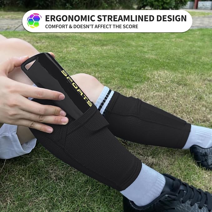 Kids Youth Soccer Shin Guards with Sleeves, Slip in Shinguards Soccer Shin Pads for 3-15 Years Old Boys Girls Child Teens