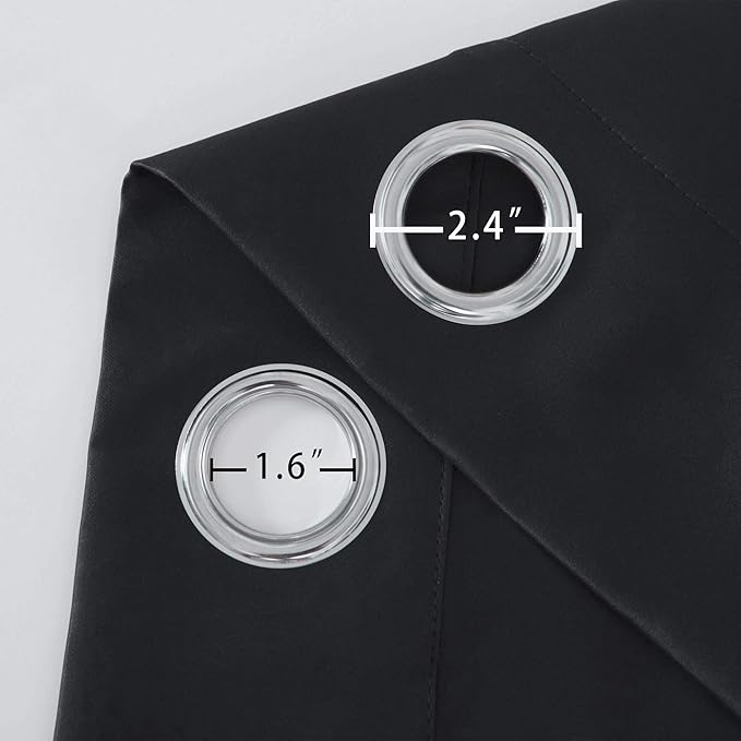LEMOMO Black Blackout Curtains 52 x 63 Inch Length/Set of 2 Curtain