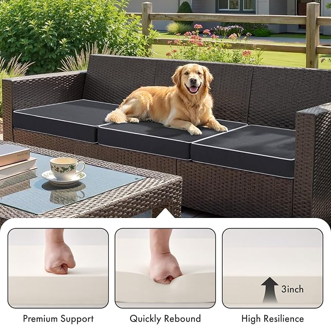 MIULEE Grey Outdoor Chair Cushions Set of 2, 18.5x16x3 Inch Waterproof Patio Seat Cushions for Outdoor Furniture Couch Sofa, 3 Year Color Fastness High Density Foam with Adjustable Ties