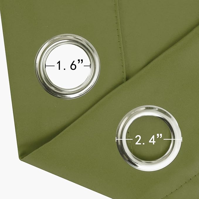 LEMOMO Olive Green Thermal Blackout Curtains/42 x 72 Inch/Set of 2 Panels Room