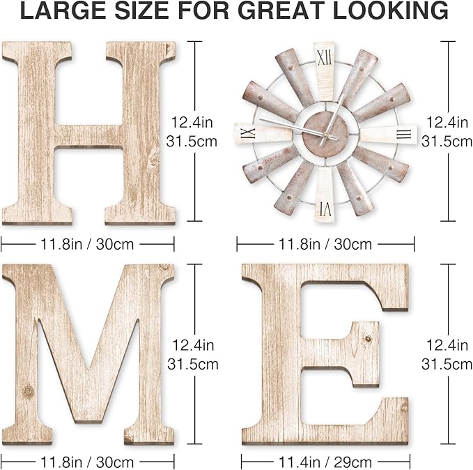Farmhouse Home Signs with Windmill Clock Wall Decor Rustic Home Letters Wall Art