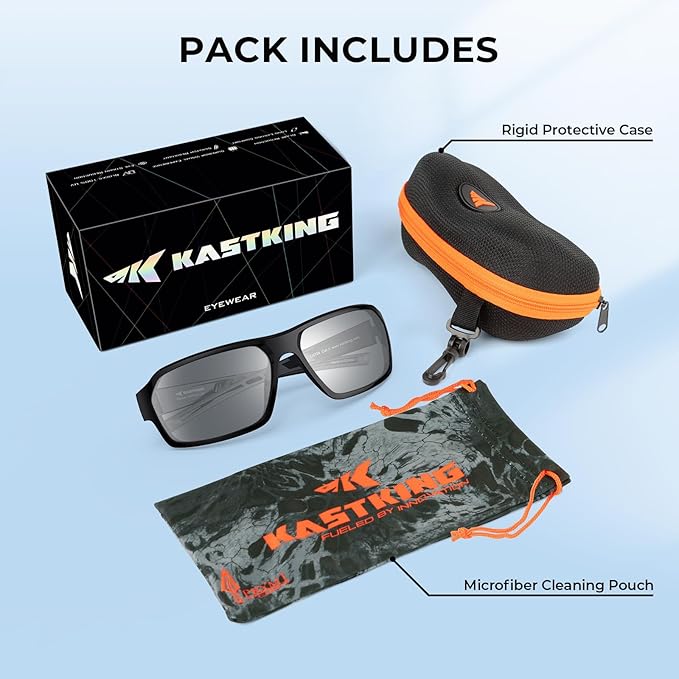 KastKing Chippewa Polarized Fishing Sunglasses, UV400 Protection Full Wrap Frame Sports Cycling Sunglasses, 1.0mm TAC Lenses