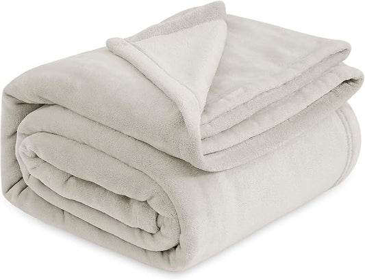 Bedsure Fleece Blanket Queen Blanket Linen - 280GSM Soft Lightweight Plush Cozy Blankets for Bed, Sofa, Couch, Travel, Camping