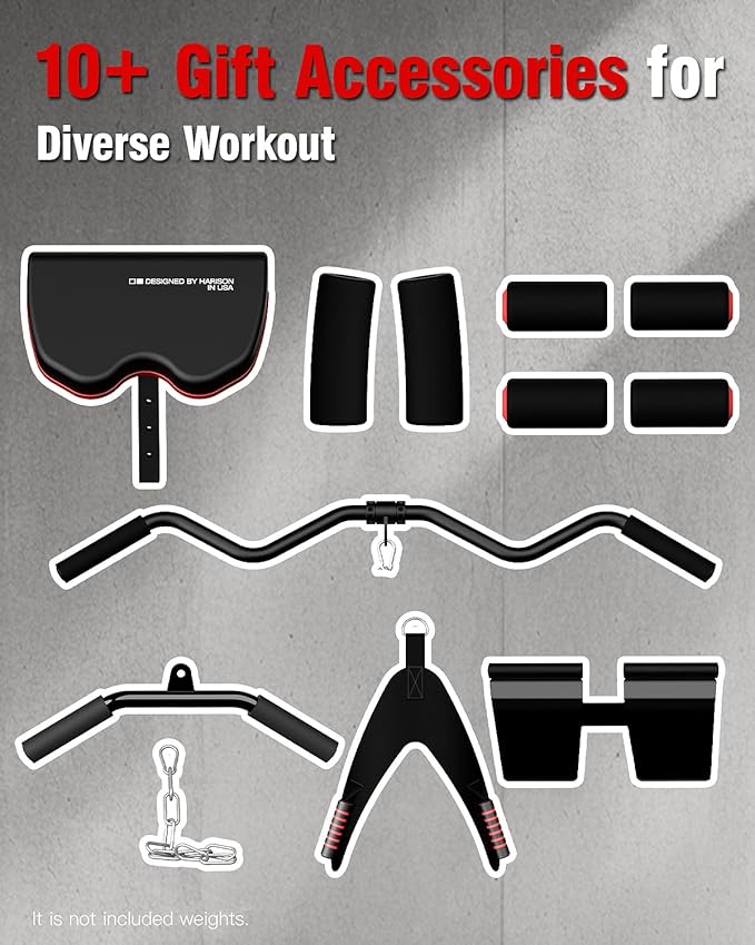 HARISON Home Gym - Full Body Workout Equipment, Exercise Equipment, Fitness Equipment, Multifunctional Home Gym Equipment for Home with Pulley System, Weight Bench, Rowing Machine