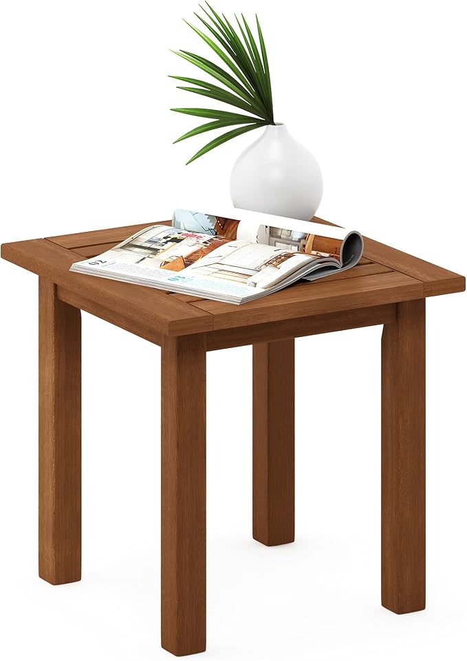 Furinno FG18506 Tioman Hardwood Patio Furniture Outdoor End Table, Natural