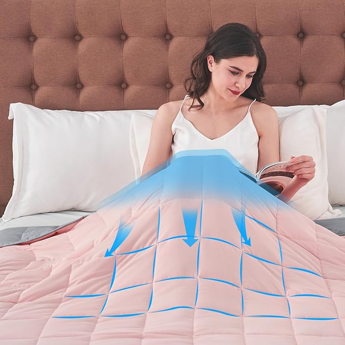 King Size Weighted Blanket for Adults (30 lbs, 80” x 87”, Pink Grey) Cooling Heavy Blanket for Sleeping Perfect for 290-310 lbs, Breathable Blanket for Adults & Couple All Season, Machine Washable