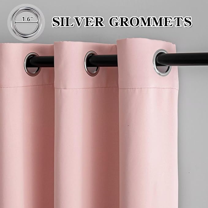 IGEMAEVE Gossamer Pink Curtains 96 Inch Length 2 Panels Set, Light Filtering