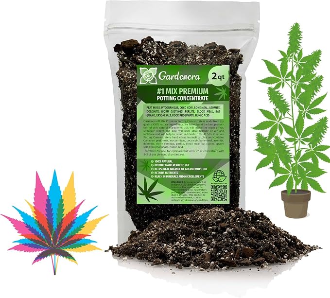 Gardenera Organic Autoflower Plants Potting Soil Mix - Perfect Balance of Nutrients, Drainage, and Aeration for Thriving Autoflower Plants- 2 Quart