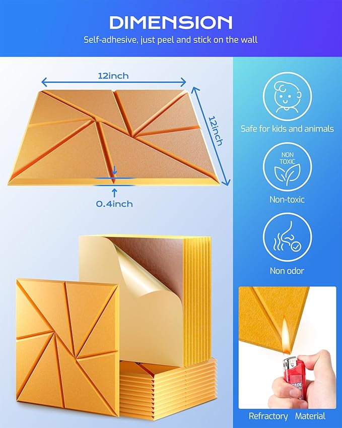 12 Pack Acoustic Panels, Sound Proof Foam Panels