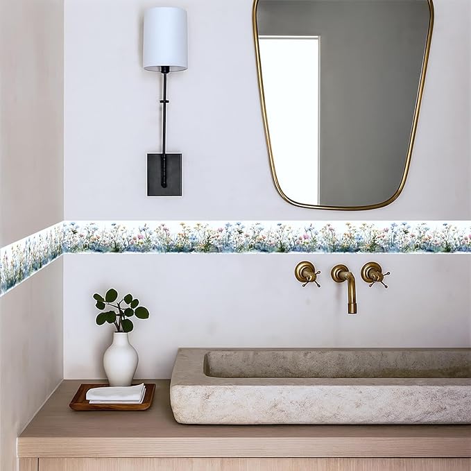 Wildflower Wallpaper Border 196x4 Inch Peel and Stick Wall Border Self Adhesive