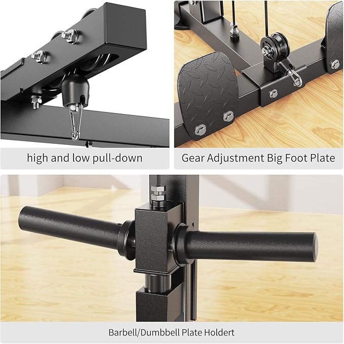 Power Rack Power Cages Multi-Function Squat Rack with Cable Crossover System Selectable More Training Attachment Weight Cage for Garage Home Gym