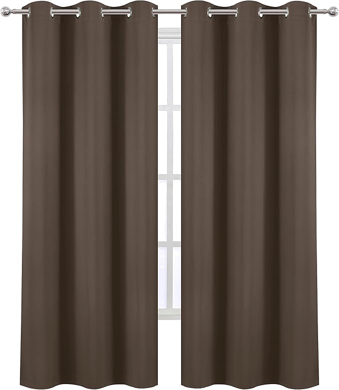 LEMOMO Chocolate Brown Thermal Blackout Curtains/42 x 95 Inch/Set of 2 Panels