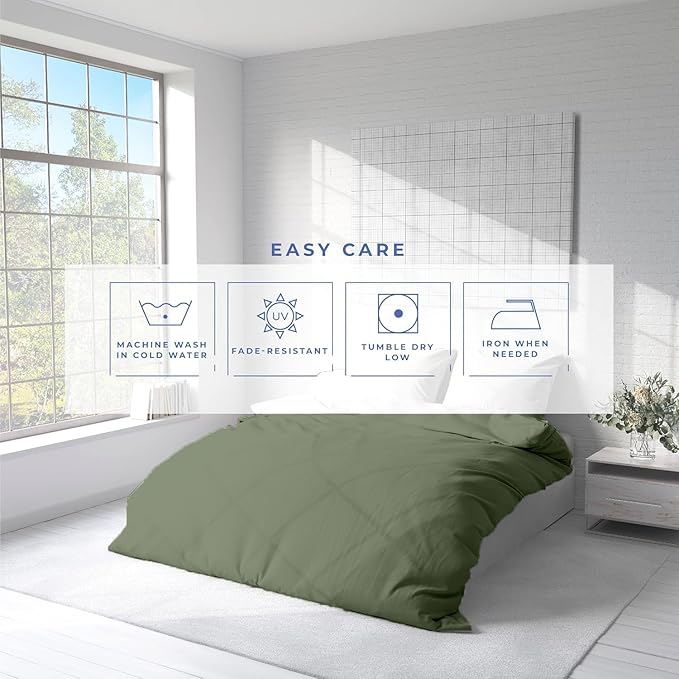 Kotton Culture 1 Pc Custom Size Duvet Cover Only -100% Egyptian Cotton Sateen 600 Thread Count Ultra Soft Premium Durable Comforter Cover Zipper Closure & Corner Ties (Sage Green, Custom)
