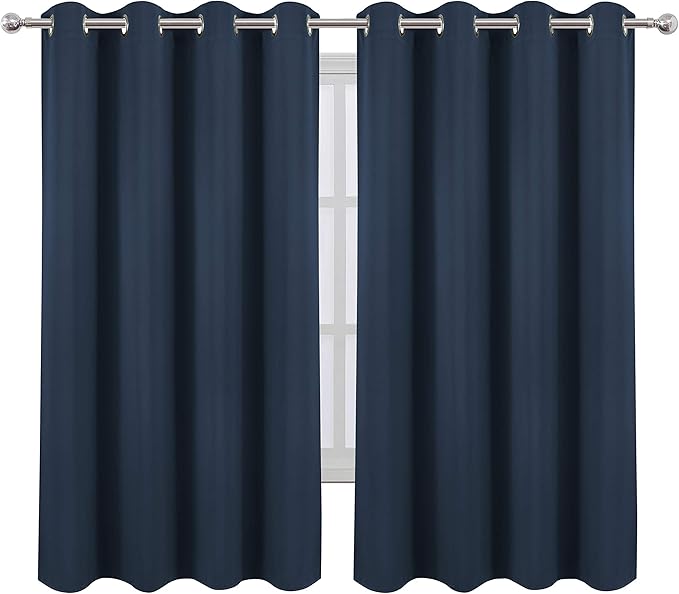 LEMOMO Blackout Curtains 52 x 63 inch/Navy Blue Curtains Set of 2