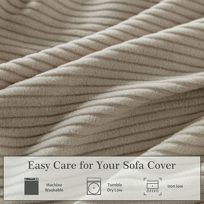 OHSIO Sectional Couch Covers, Wear Resistant Stretch Sofa Covers Washable Soft Couch Cushion Covers Anti Slip Furniture Protector Sofa Slipcovers for Pets (3 Pieces 3 Seaters Cover, Light Brown)