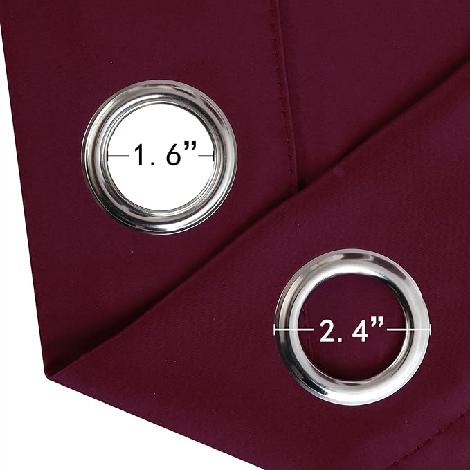 LEMOMO Blackout Curtains 52 x 90 Inch Long Burgundy Red Curtains Set of 2