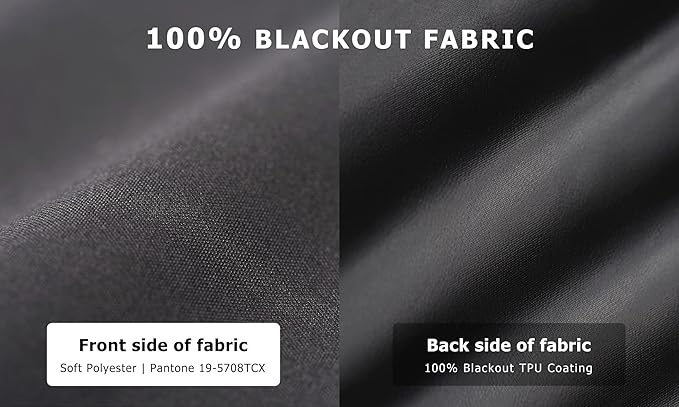 LazBlinds 100% Blackout Cordless Thermal Insulated UV Protection Privacy Curtain