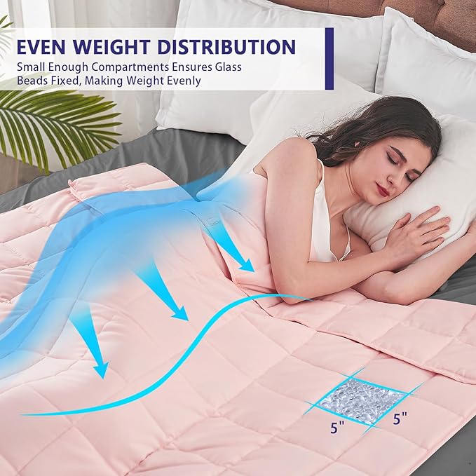 yescool King Size Weighted Blanket for Adults (25 lbs, 80” x 87”, Pink) Cooling Heavy Blanket for Sleeping Perfect for 240-260 lbs, Breathable Blanket for Adults & Couple All Season, Machine Washable