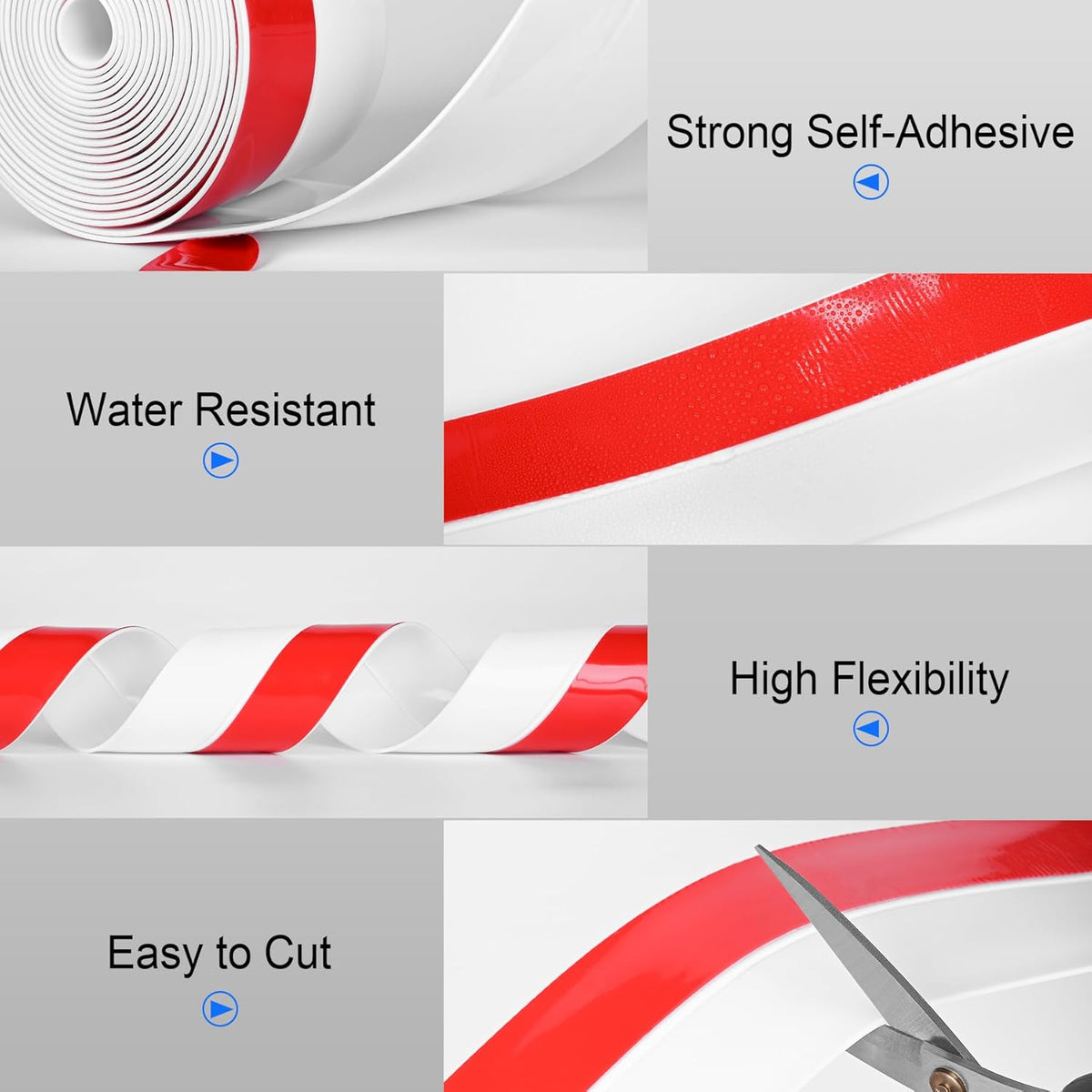 ToLanbbt Weather Stripping Silicone Door Seal Strip 2 in x 10 ft Door Draft Stopper Self Adhesive Tape, Side & Bottom Gaps Insulation Strip for Glass Shower Sliding Window, White